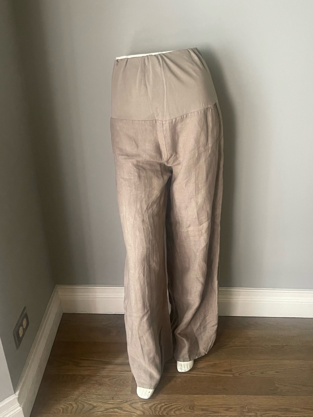 Giuseppa Wide Leg Linen Blend Pants - Taupe